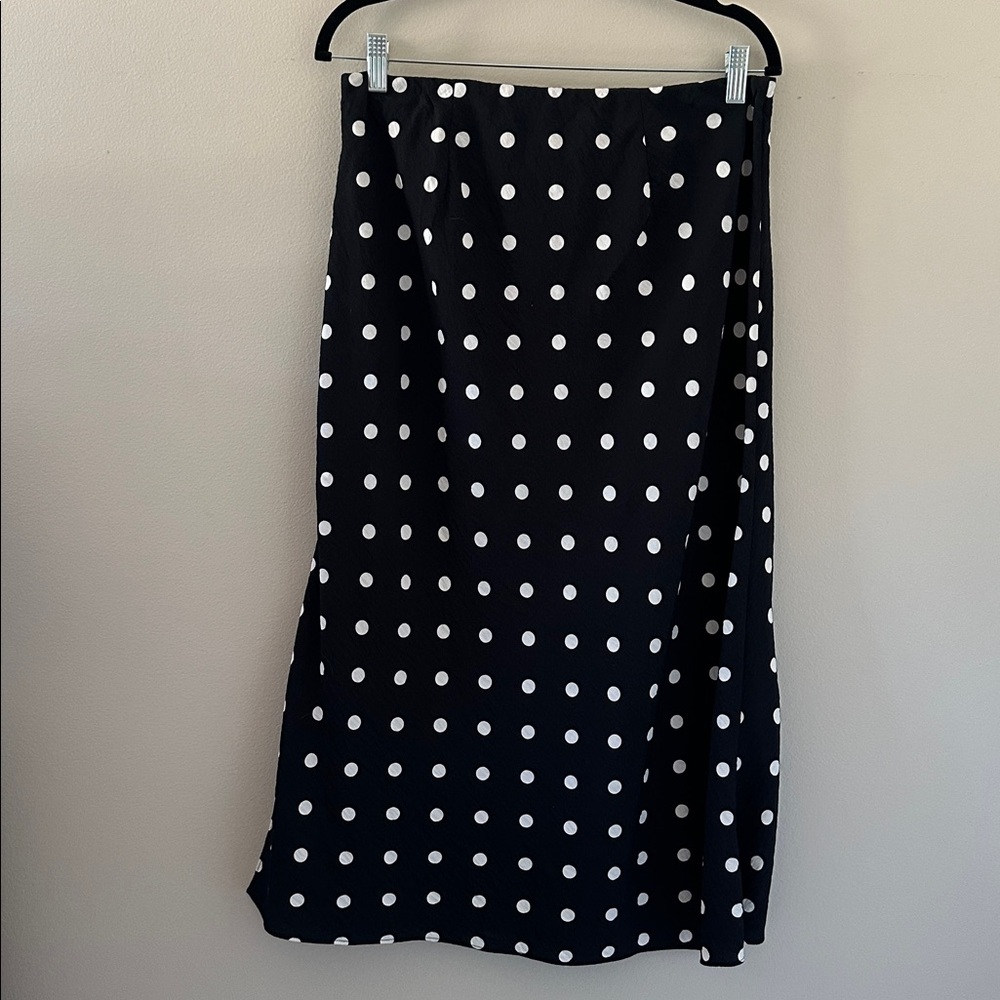 Madewell Womens Layton Midi Slip Skirt Black & White Polka Dot Size 8 Preppy - Picture 5 of 8